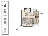 旭辉都会里_3室2厅1卫 建面99平米