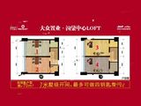 大众国金中心LOFT_2室1厅2卫 建面70平米